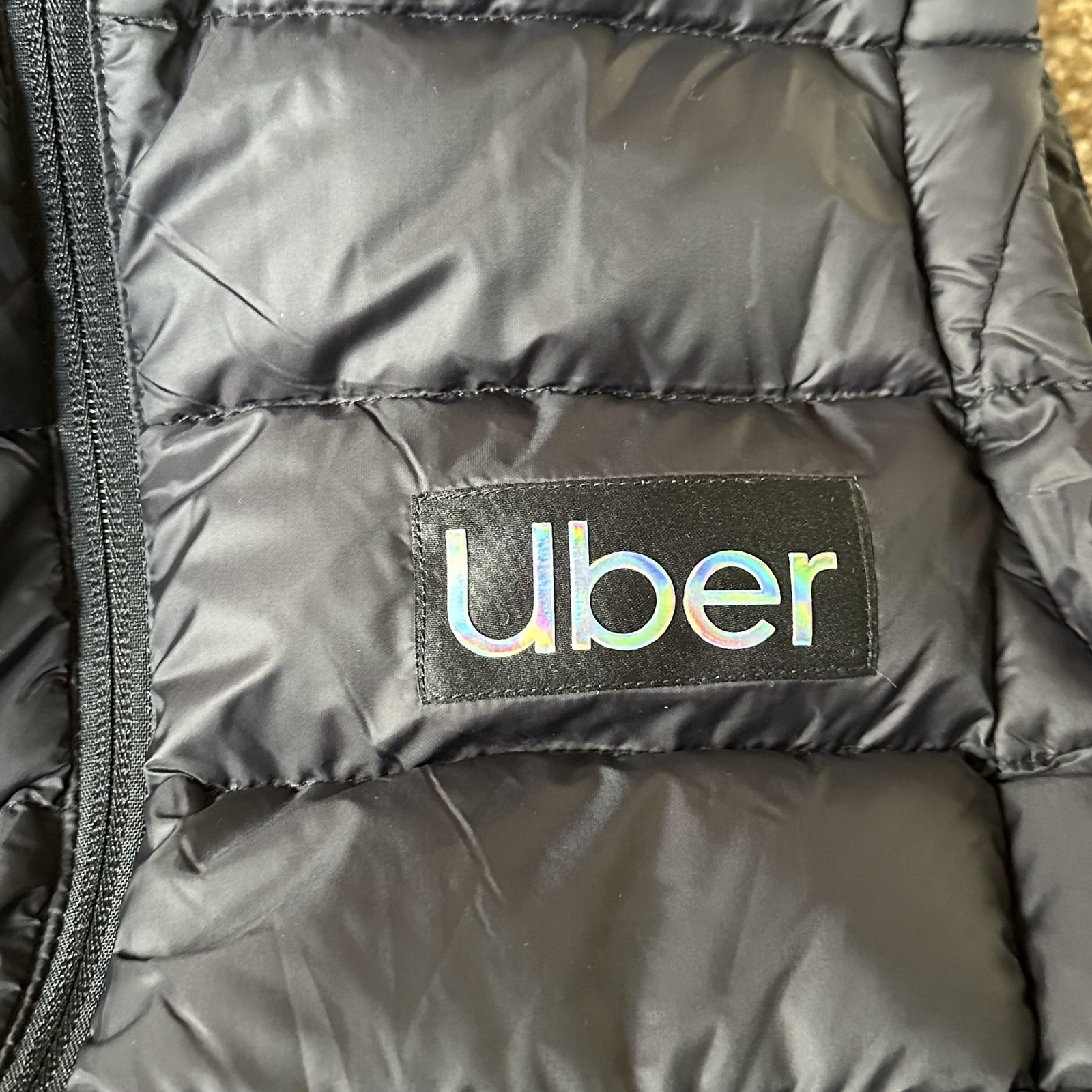 Uber Vest Womens Small Black Quilted Down Puffer Full Zip Logo Limited Edition — image 2 of 8